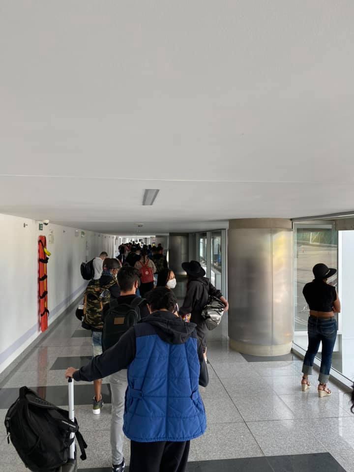 Waiting in Line for Immigration in Cali Colombia